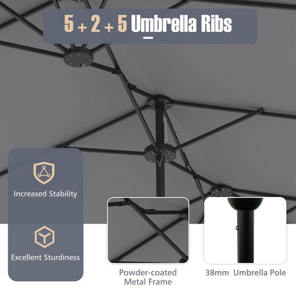 4m Outdoor Extra Large Double-sided Patio Parasol with Base