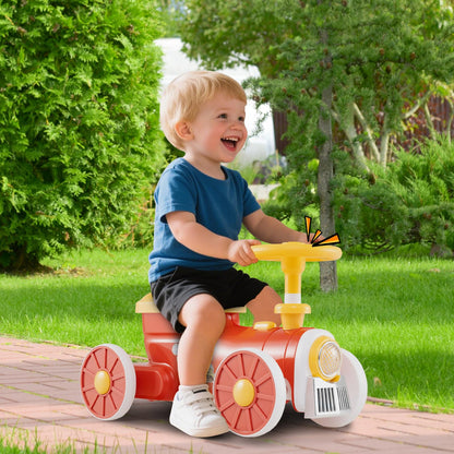 Toddler Foot to Floor Sliding Walker with Train Whistle Sound, Steering Wheel