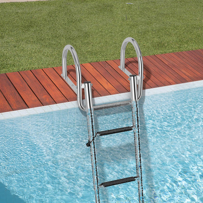 4-Step Telescoping Boat Ladder, Folding Stainless Steel Swim Dock Ladder with Non-slip Steps