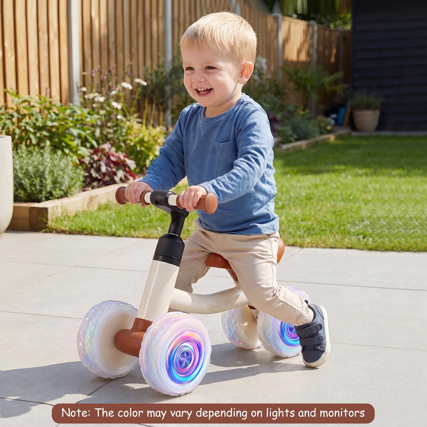 Baby Balance Bike, 4 Colorful Lighting Wheels Toddler Bikes with Adjustable Handlebar & Seat