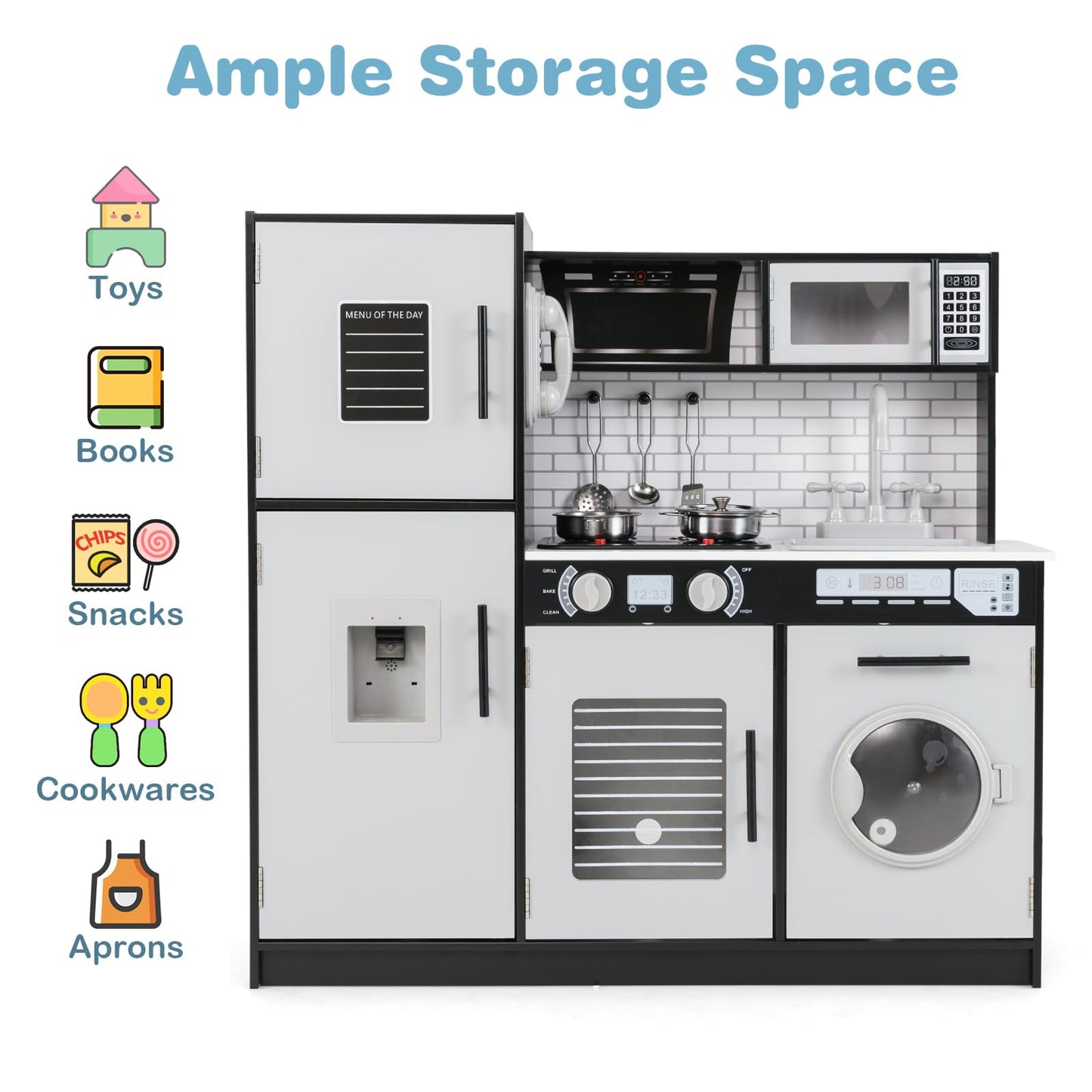 Play Kitchen Toy Set with Oven and Washing Machine for Aged 3+ Years Old