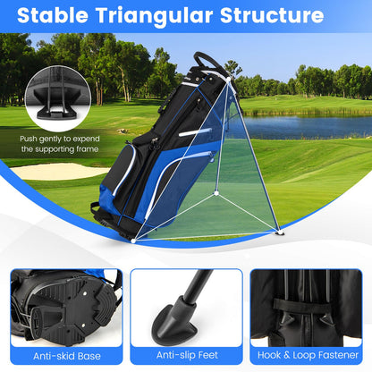 Golf Stand Bag wIth 14 Way Top Dividers 6 Pockets Cooler Bag Dual Strap and Rain Hood