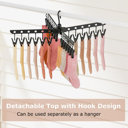 3-Tier Foldable Clothes Drying Rack with 24 Clips and 32 Hanging Rods