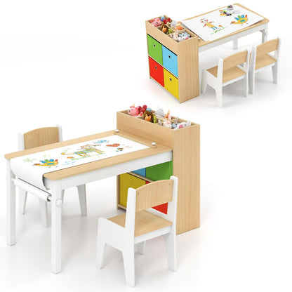 Kids Art Table and Chairs, Wooden Children Study Desk