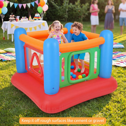 Inflatable Bounce House, Kids Blow Up Bouncy Castle with Transparent Side Walls