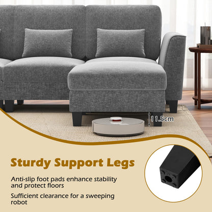 280 cm U-Shaped Sectional Sofa with 2 Ottomans & USB Charging Ports