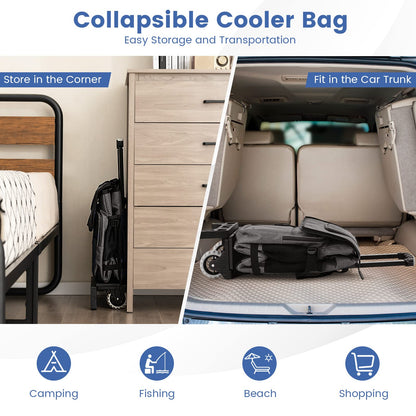 50-Can Large Rolling Cooler with Adjustable Handle and Bottom Plate