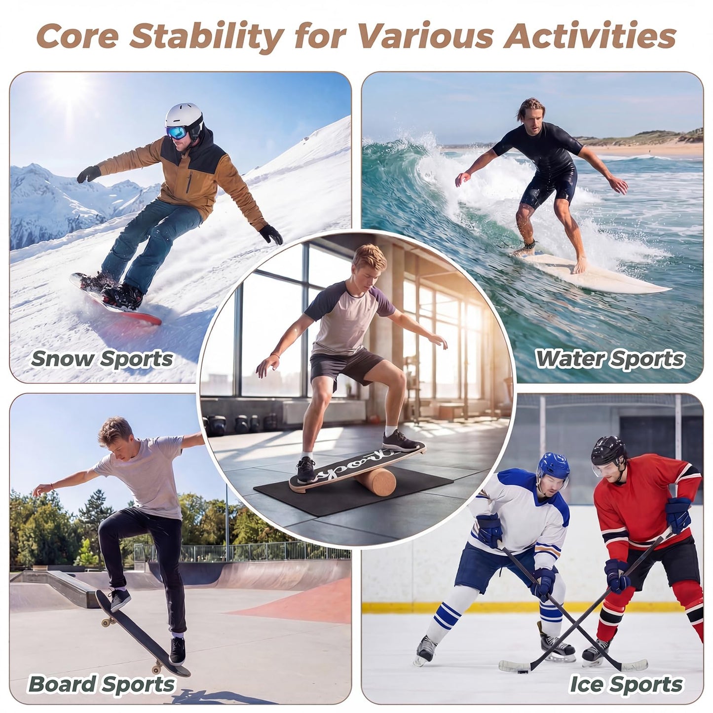 Wooden Balance Board, Surfing Skate Balance Trainer