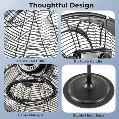 Height & 360° Tilt Adjustable Standing Floor Fan with 3 Speeds & Aluminum Blades