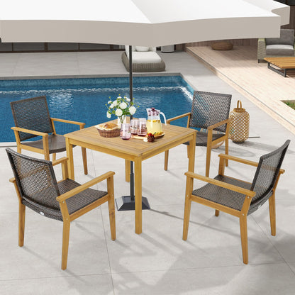 Rattan Garden Chairs Set of 4 for Backyard Poolside Balcony