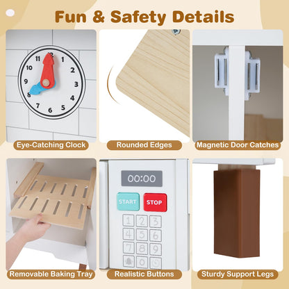 Kids Play Kitchen, Wooden Pretend Toy Kitchen