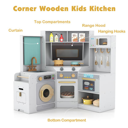 Corner Kitchen Playset with Pull-out Trash Can