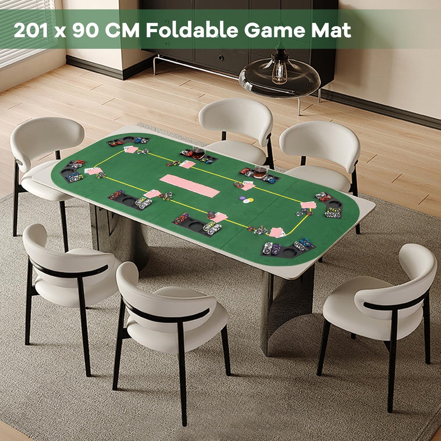 8-Player Foldable Poker Table Top with Carry Bag for Family Game Casin