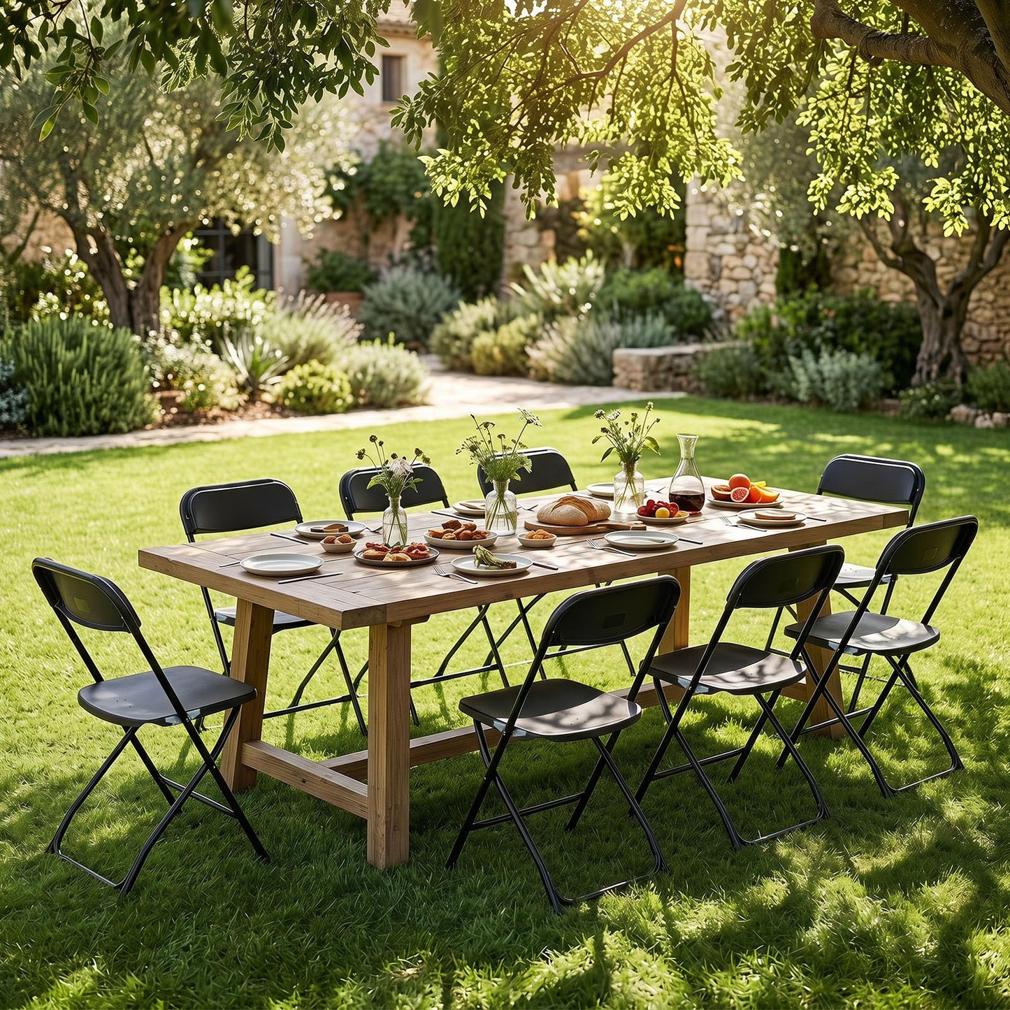 4 Pack Folding Chairs with Heavy Duty Metal Frame for Home