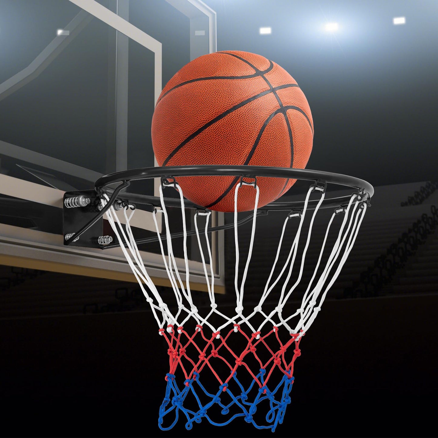 45/38 CM Heavy Duty Basketball Rim with All Weather Net and Mounting Hardware