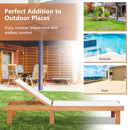 5-Postion Adjustable Patio Chaise Lounge Chair Deck Sunbed