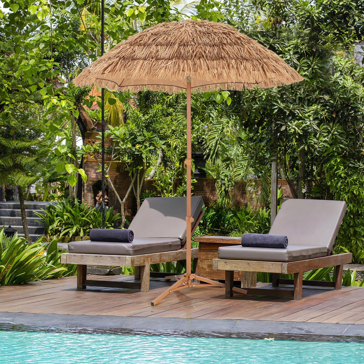 1.7m Garden Hawaii Parasol with Foldable Stand and Carry Bag