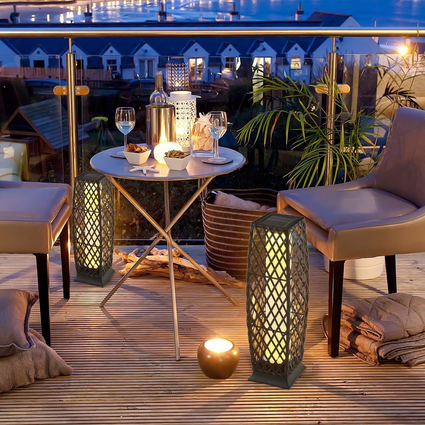 Rattan Solar Powered Landscape Lights with Automatic Switch and Large Capacity Batteries
