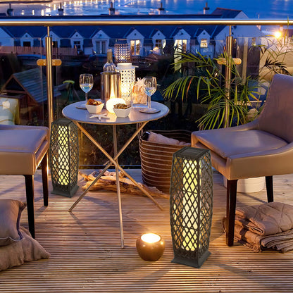 Rattan Solar Powered Landscape Lights with Automatic Switch and Large Capacity Batteries