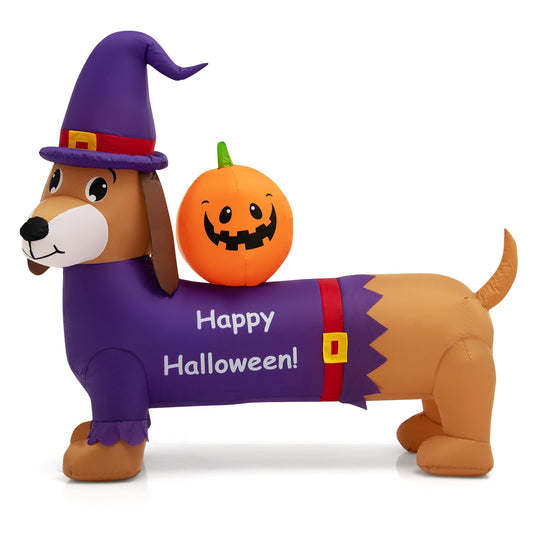 Long Halloween Inflatable Dachshund Dog with Pumpkin