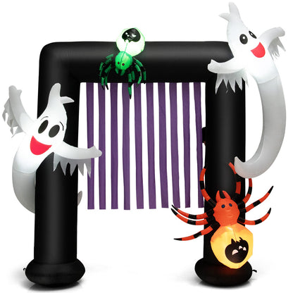 8 Feet Halloween Inflatable Archway with 2 Haunted Ghosts and Spiders