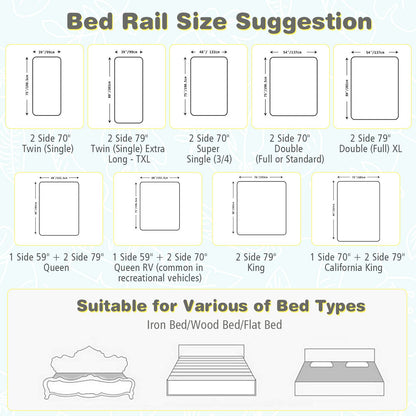 57’’ Extra Long, Height Adjustable & Foldable Baby Bed Rail