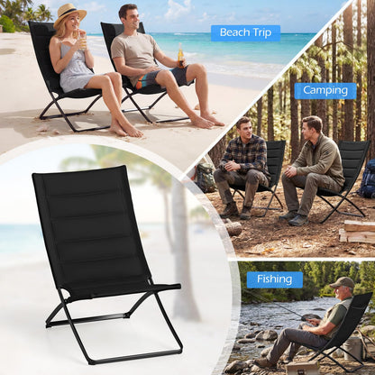 Folding Deck Chairs Set of 2, Outdoor Sling Chair Seaside Sun Lounger