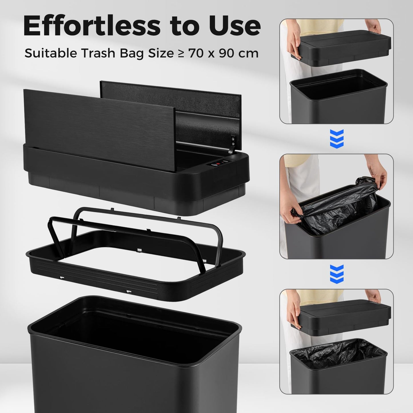 50L Slim Kitchen Trash Can with Wing Lids