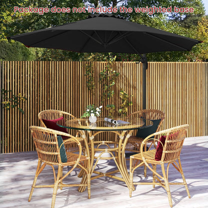 294 x 248 cm Round Outdoor Patio Umbrella Cantilever Umbrella with 360° Rotation for Backyard
