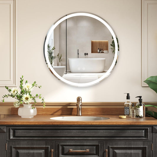 600mm/700mm Round Bathroom Mirror with LED Lights