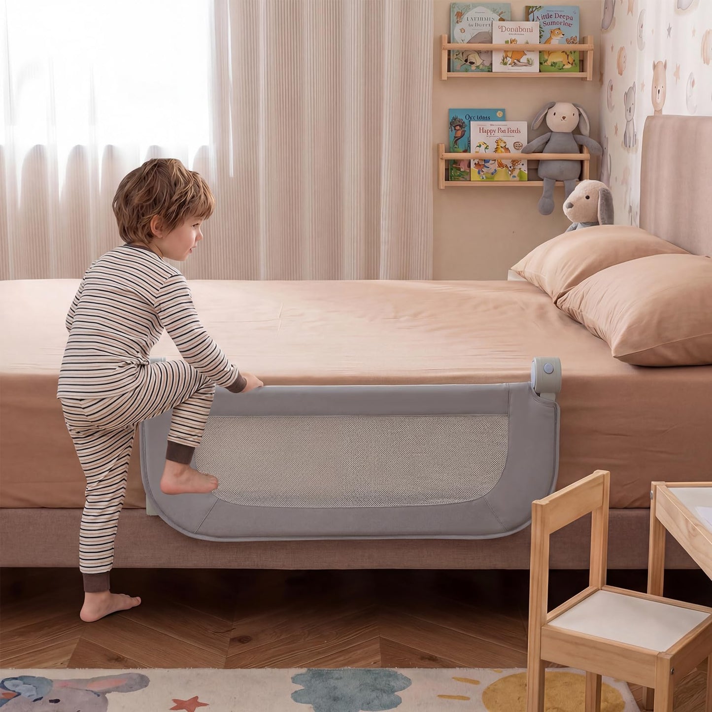 80/120/148/178/198 cm Long Adjustable Baby Bed Rail Guard with Extra Buckle