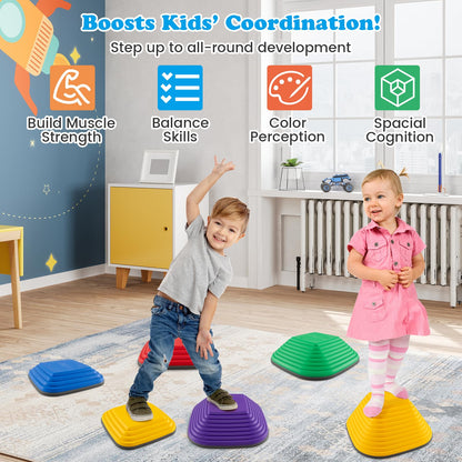 6 Pieces Kids Stepping Stone Non-Slip Square Toddler Balance Stones