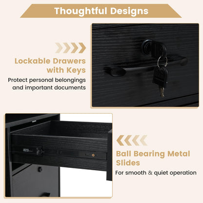 4 Drawers Mobile File Cabinet Storage Organiser Chest with Lock