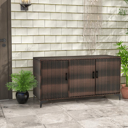 318 L Patio Wicker Storage Cabinet Deck Box with Removable Shelves
