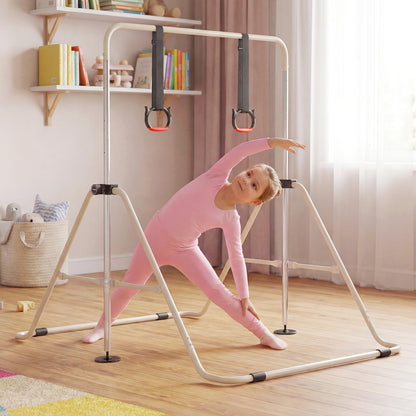 Folding Gymnastics Bar, Height Adjustable Horizontal Kip Bars with Anti-slip Base