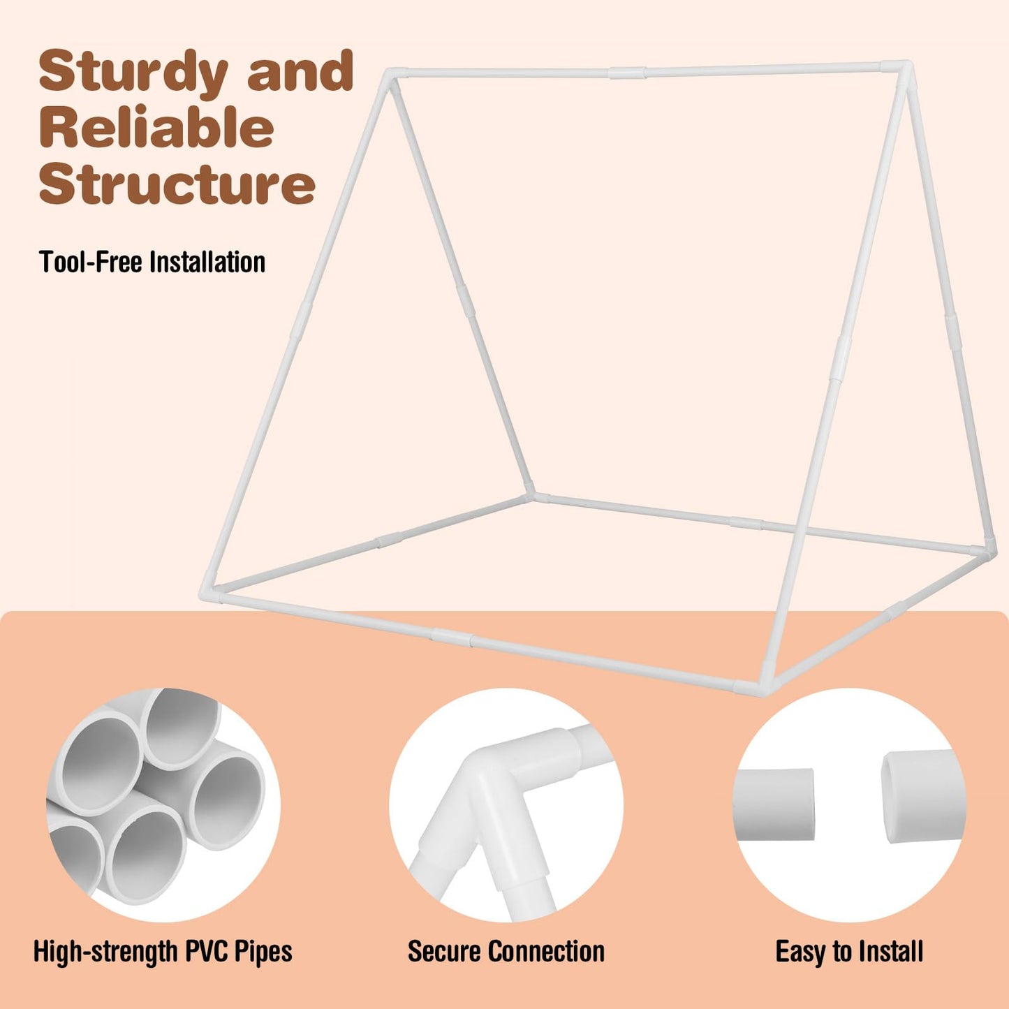 Large Kids Playhouse Tent with Washable Padded Mat and Colorful Flags