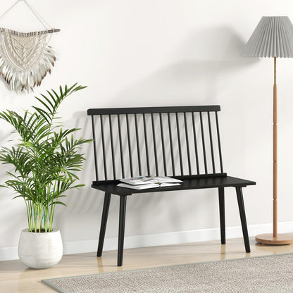 Dining Bench, Entryway Bench with Removable Spindle Back & Anti-slip Foot Pads