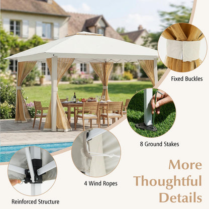 Pop up Gazebo, UPF50+ Sun-Protective Height Adjustable Pavilion Canopy Tent