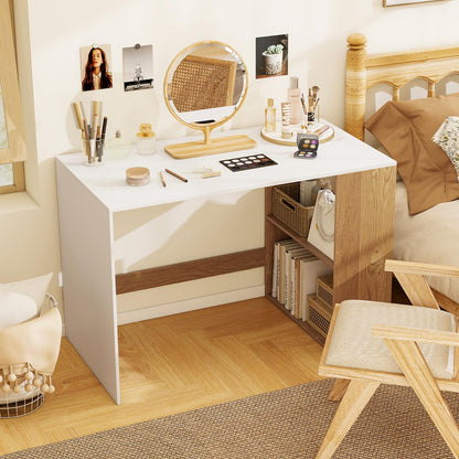 Modern Wooden Office Desk with Storage and 2 Open Shelves