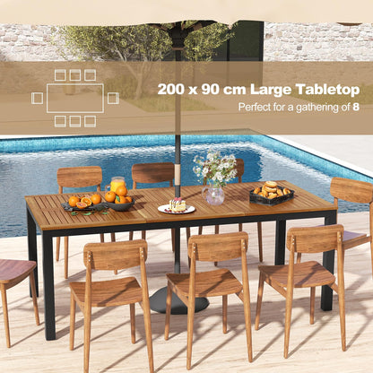 8 Seater Outdoor Dining Table with Umbrella Hole for Poolside Backyard