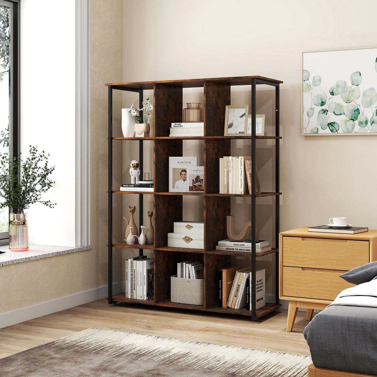 Tall Freestanding Bookshelf with 2 Anti tipping Kits
