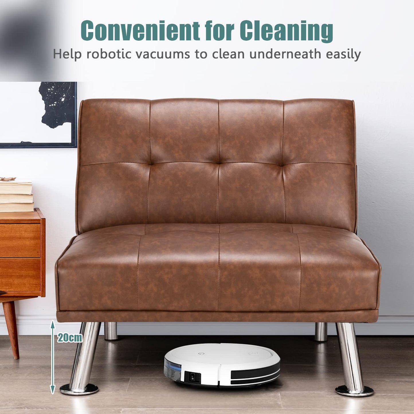 Single Sofa Chair with 3-Position Adjustable Backrest for Home Office