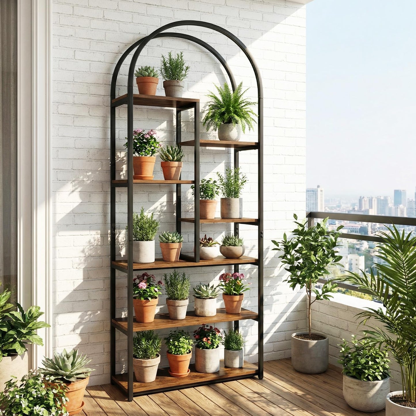 Arched Bookshelf, Metal Frame Bookcase Shelving Unit