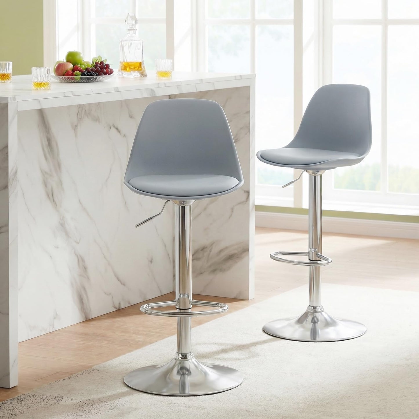 Bar Stools Set of 2, Height Adjustable Swivel Bar Chairs
