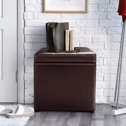 High Quality PU Leather Cube Ottoman Storage Seat