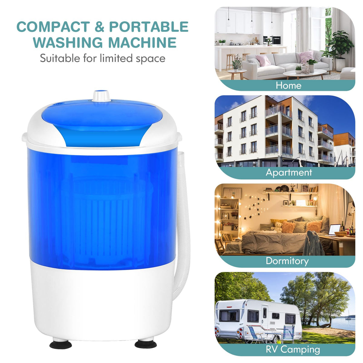 GiantexUK 2-in-1 Mini Washing Machine, Single Tub Washer and Spin Dryer
