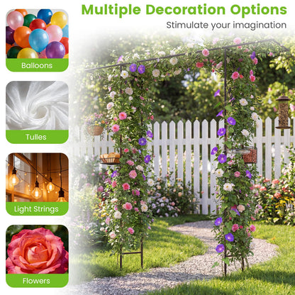 213cm Garden Arbor Feeding Station with Water Bowl and Mesh Tray