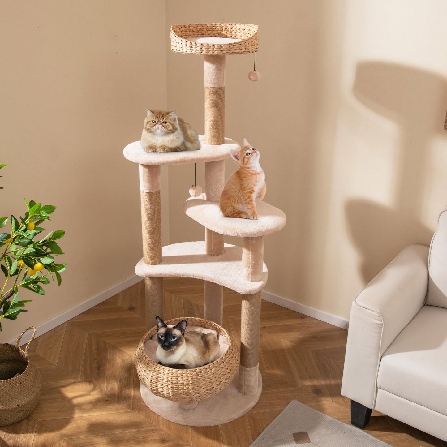 164cm Cats Climbing Tower with Jute Scratching Posts