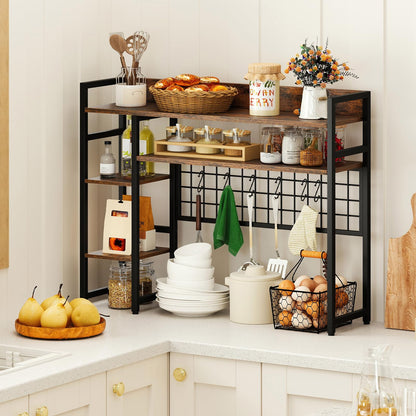 Desktop Bookshelf with 4 Open Storage Shelves for Computer Monitor Up to 32 Inch