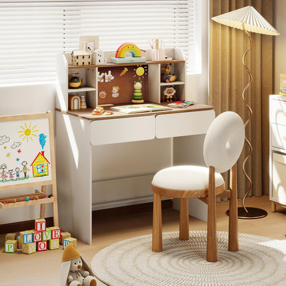 Kids Study Desk Student Writing Table with Cork Bulletin Board